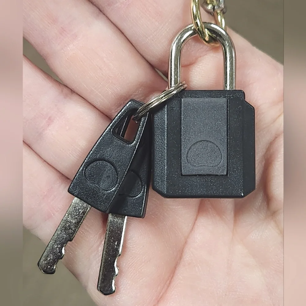 Restoration Hardware Black Padlock Keychain